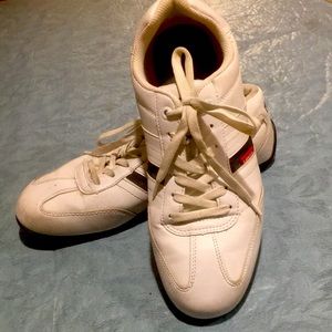 Levi’s Mens Tennis Shoes Size 12 Preloved White W-Black side stripes Levi’s Tag